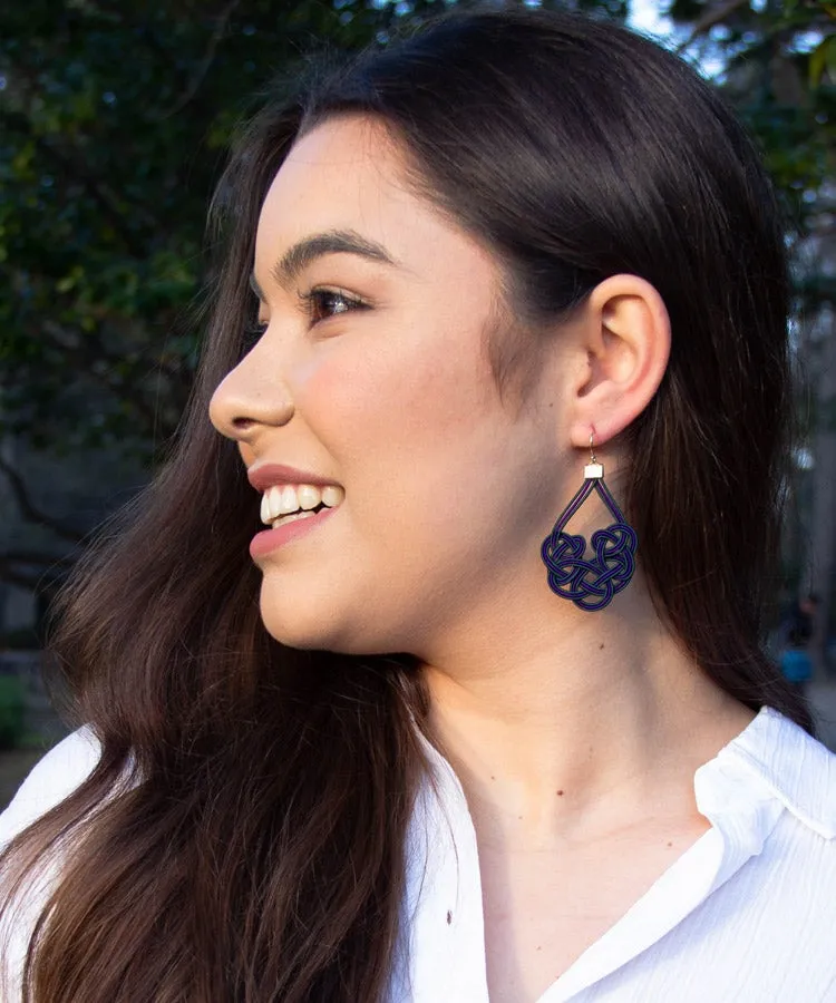 Green & Blue Mizuhiki Japanese Earrings / Dangle Earrings