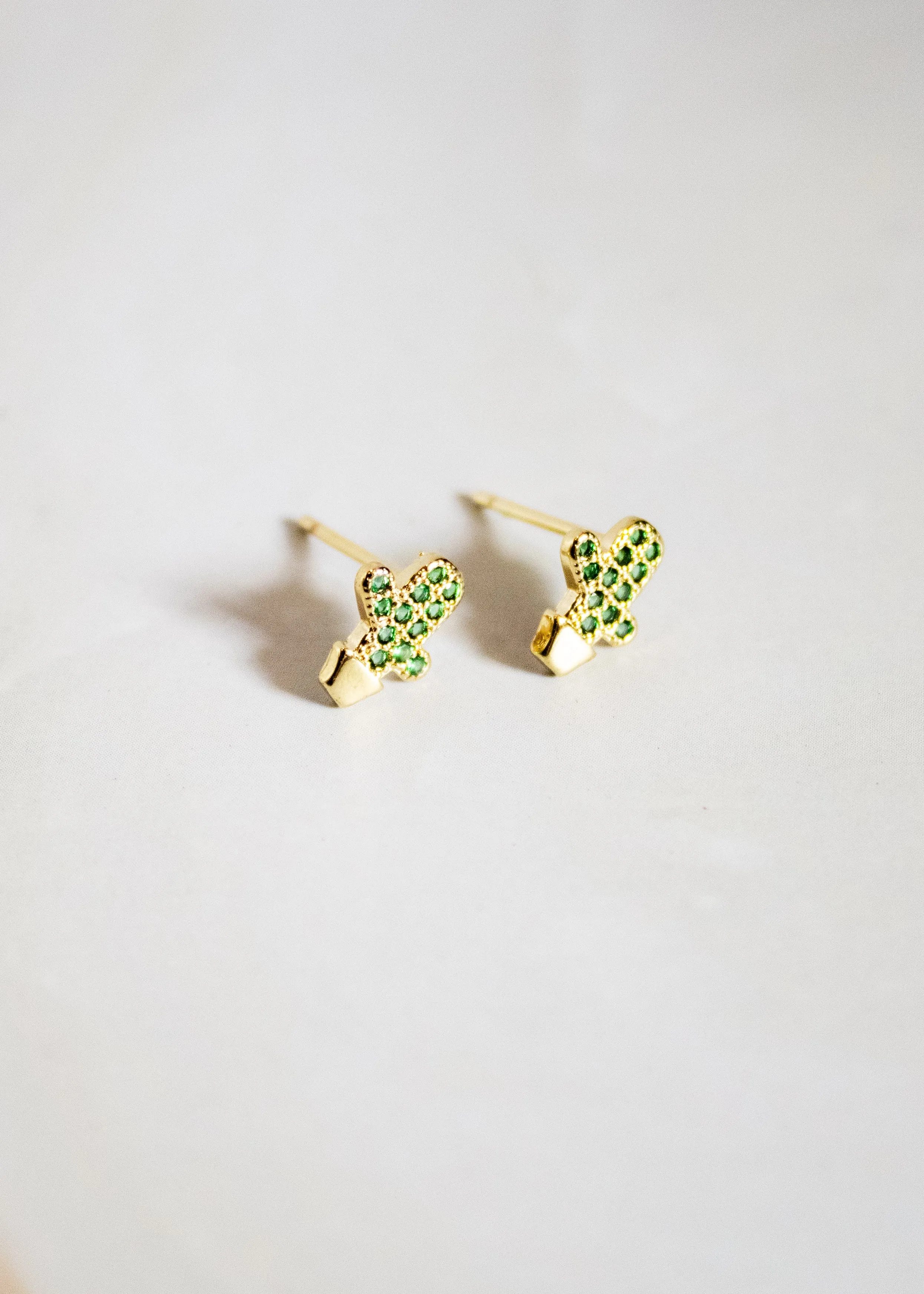 Green Cactus Post Earrings