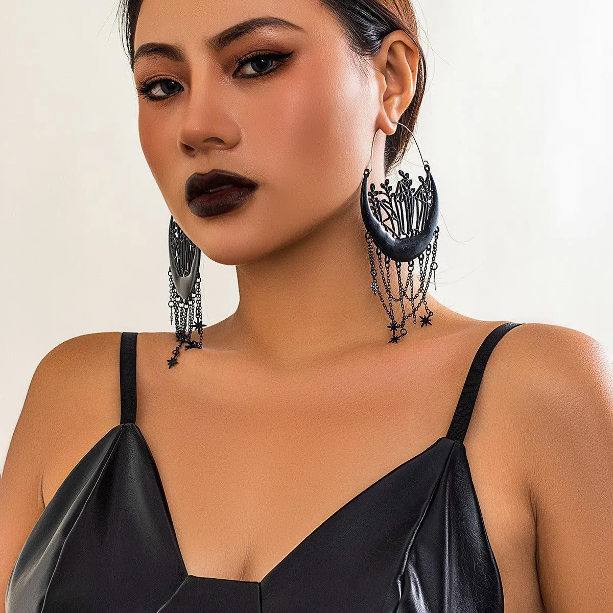 Halloween Earrings Flower Hollow Tassel Stud Earrings – Elegant and Festive