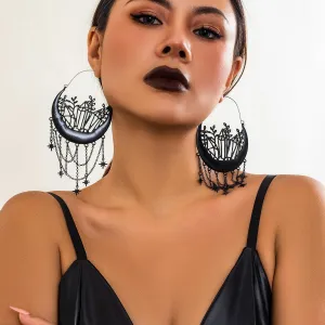 Halloween Earrings Flower Hollow Tassel Stud Earrings – Elegant and Festive
