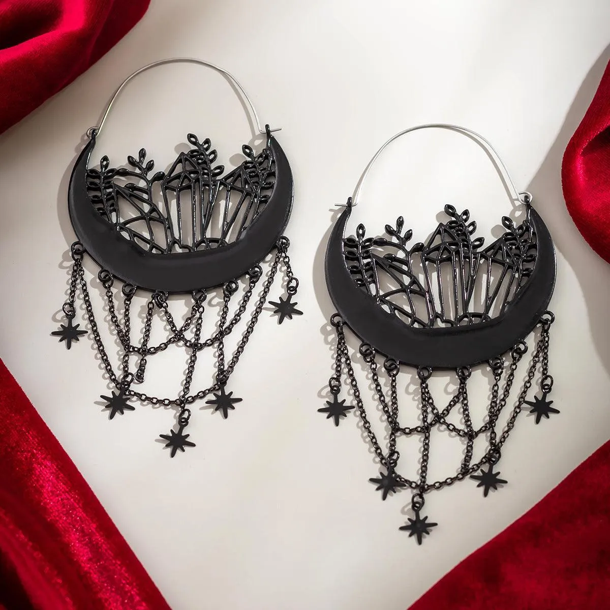 Halloween Earrings Flower Hollow Tassel Stud Earrings – Elegant and Festive
