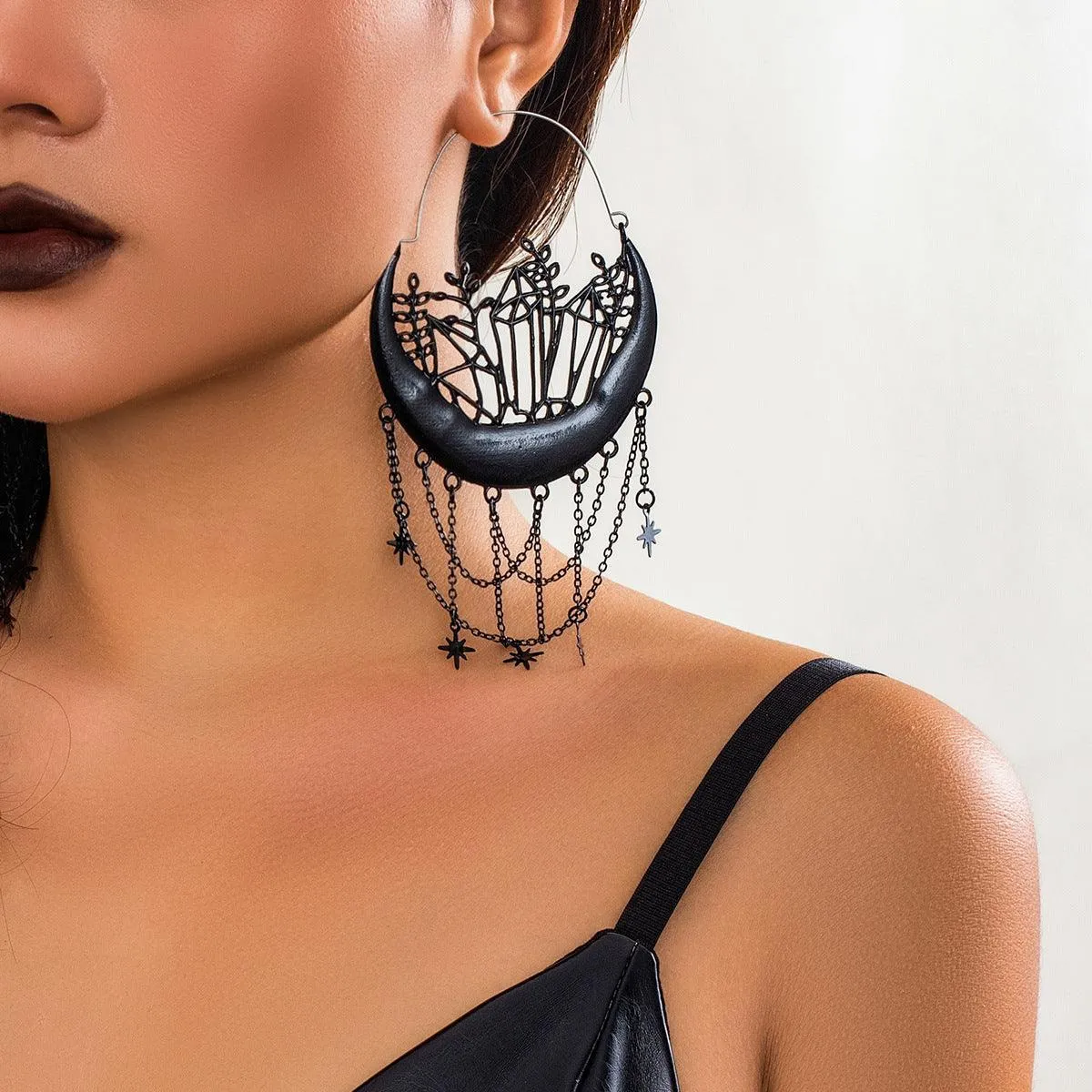 Halloween Earrings Flower Hollow Tassel Stud Earrings – Elegant and Festive