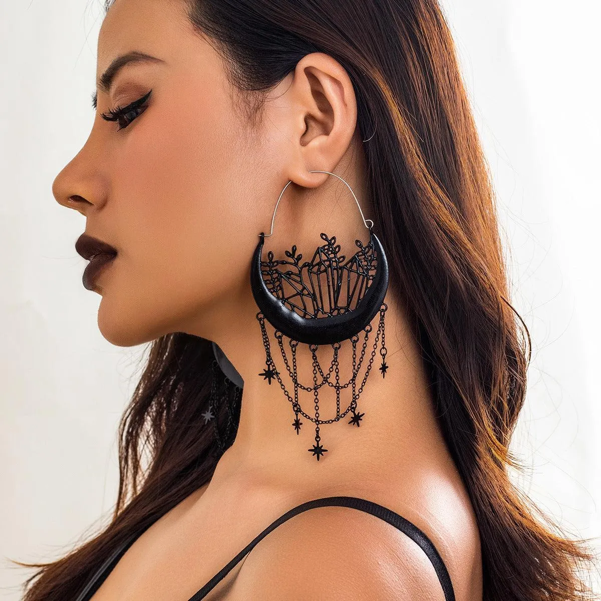 Halloween Earrings Flower Hollow Tassel Stud Earrings – Elegant and Festive