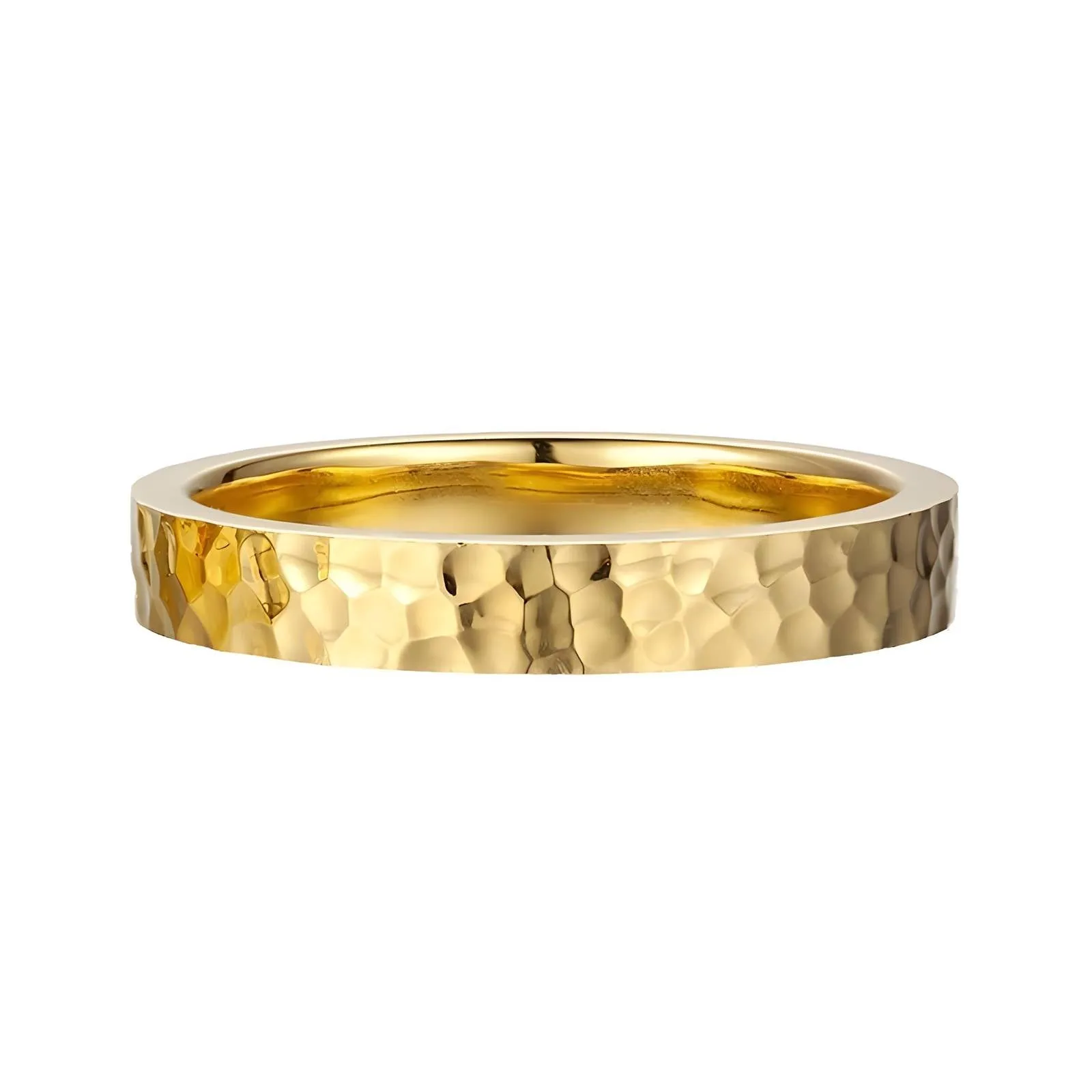Hammered Texture Band Ring – 18K Gold-Plated, Classic & Tarnish-Resistant