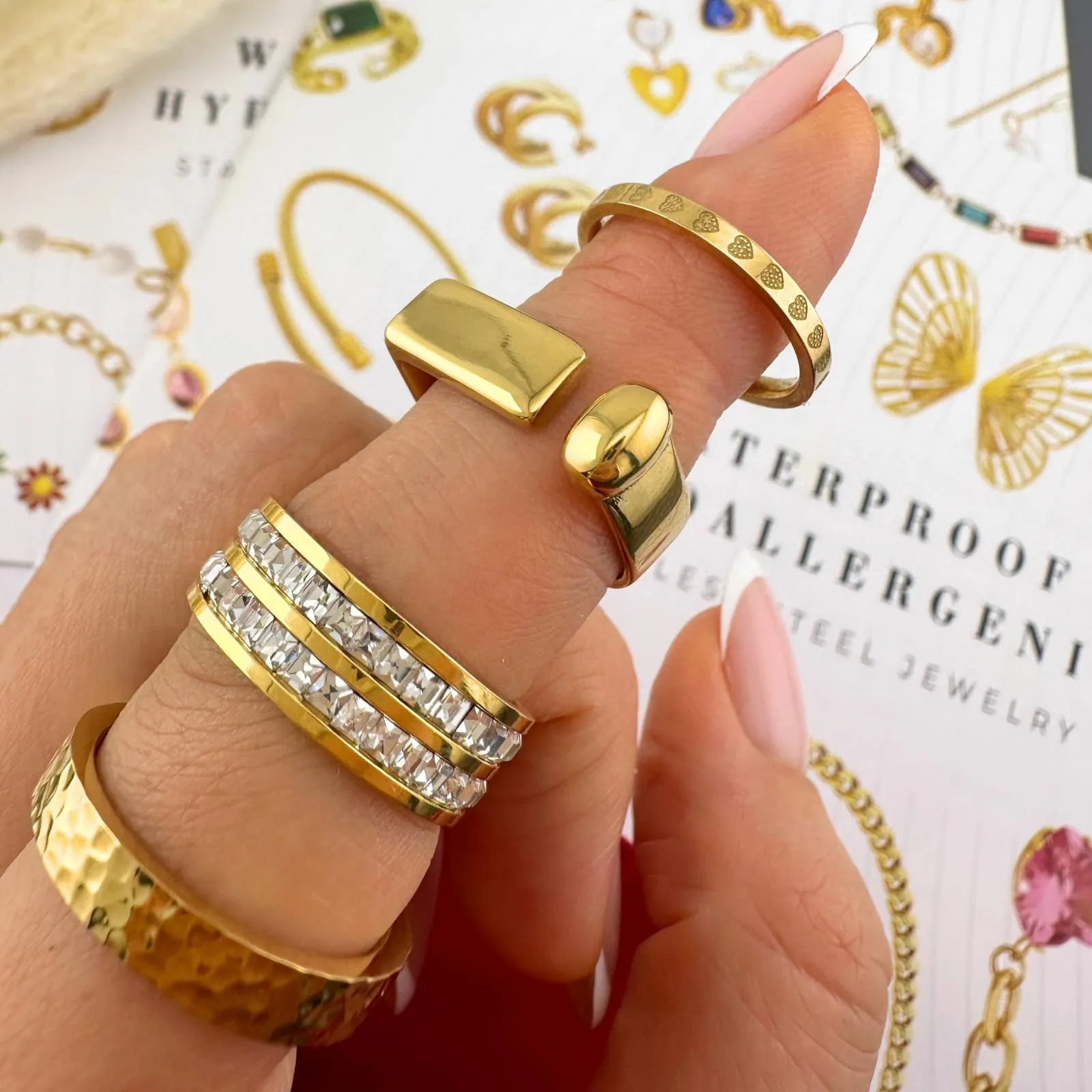 Hammered Texture Band Ring – 18K Gold-Plated, Classic & Tarnish-Resistant