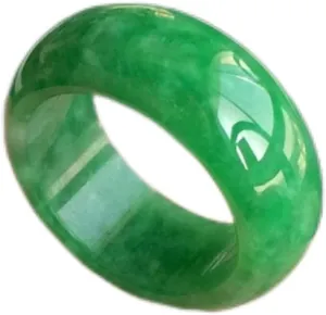 Hand-Carve Jade Ring Full Green Inner Diameter Fashion Accessories Men Women Luck Gifts Amulet (Ring Size : 8)