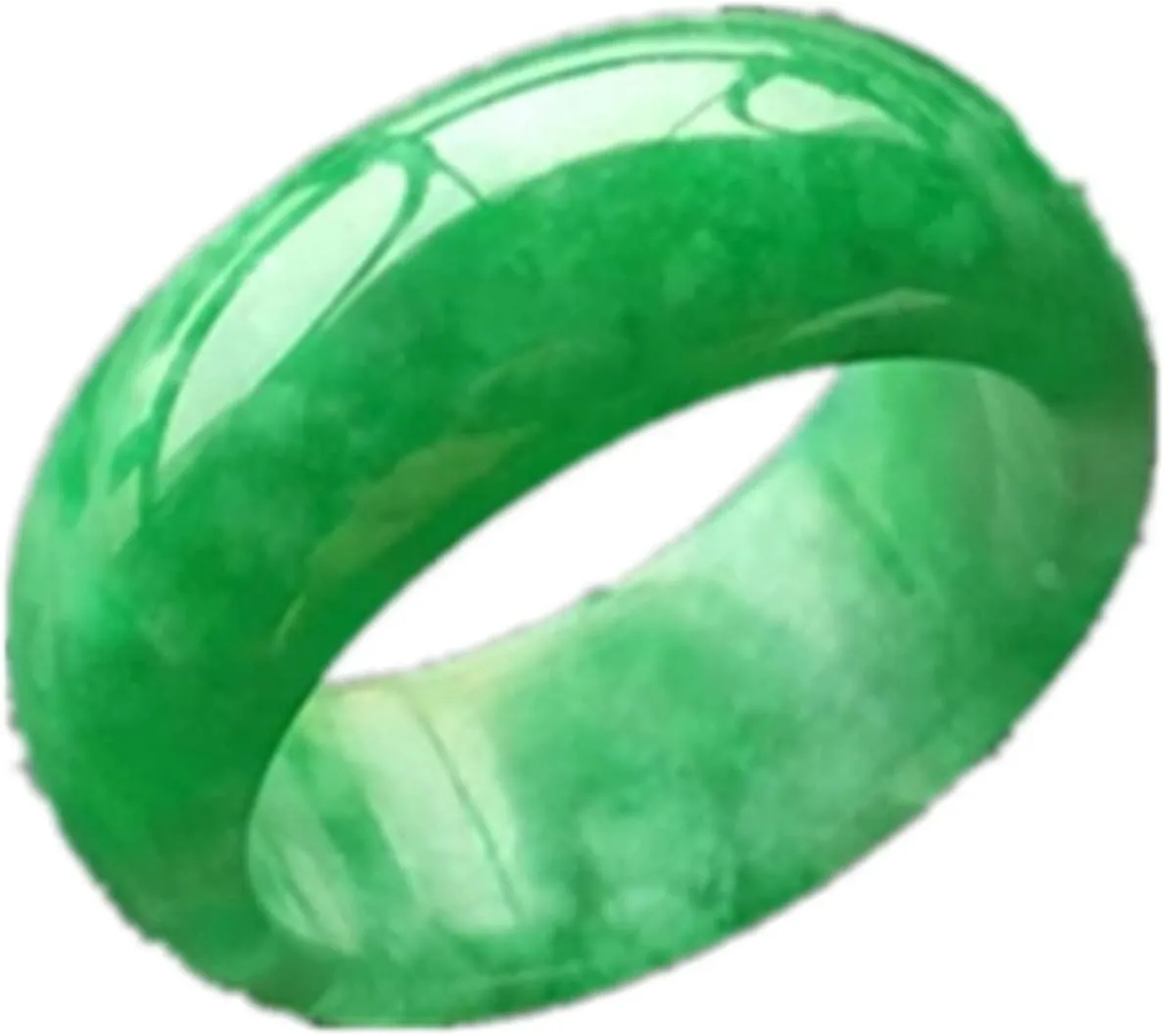 Hand-Carve Jade Ring Full Green Inner Diameter Fashion Accessories Men Women Luck Gifts Amulet (Ring Size : 8)