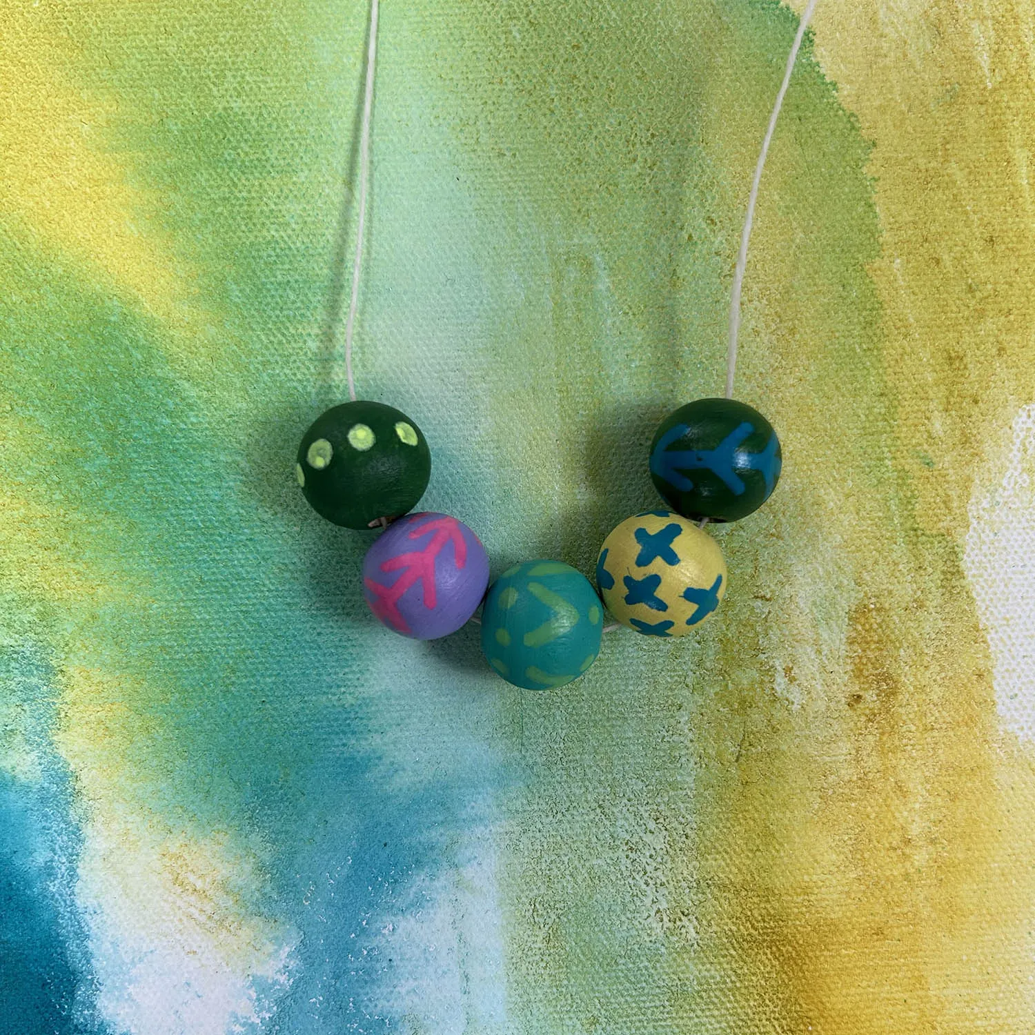 Hand-painted necklace – Berit