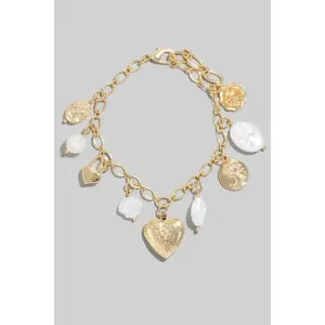 Heart & Pearl Charm Bracelet