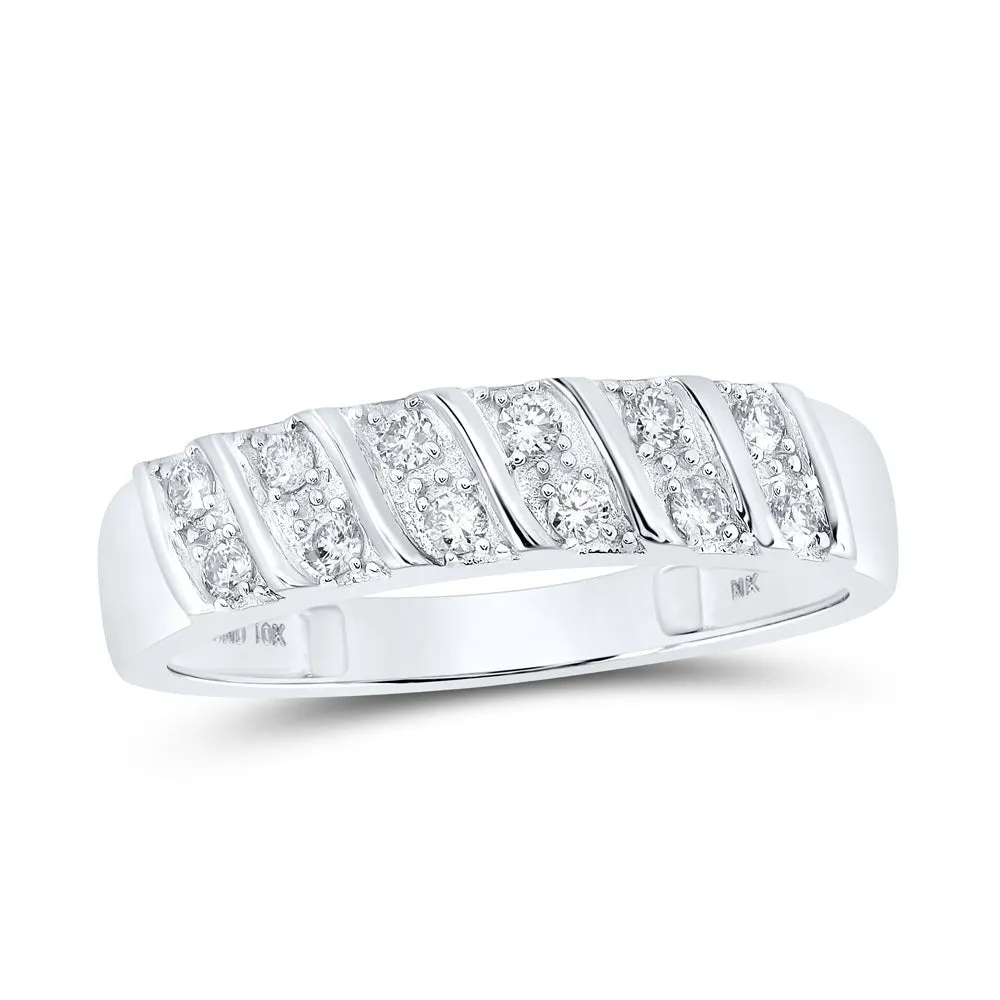 Heartfelt Love: 10kt White Gold His Hers Round Diamond Heart Matching Wedding Set