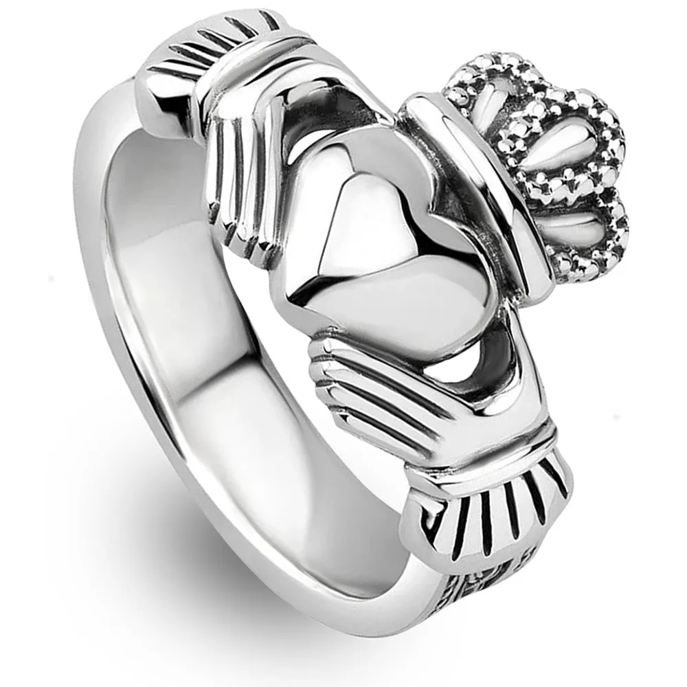Heavy MENS Sterling Silver Claddagh Ring S-S21070