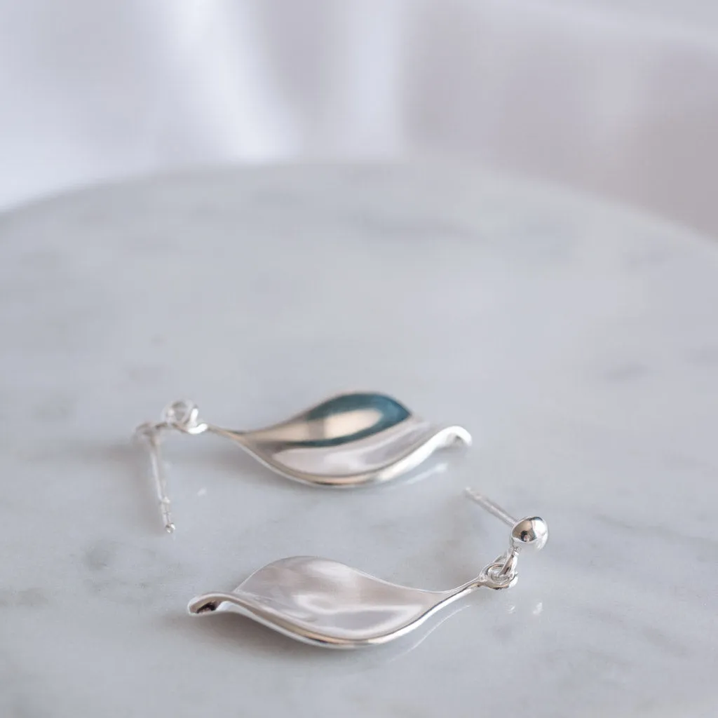 Helena Sterling Silver Leaf Drop Earrings