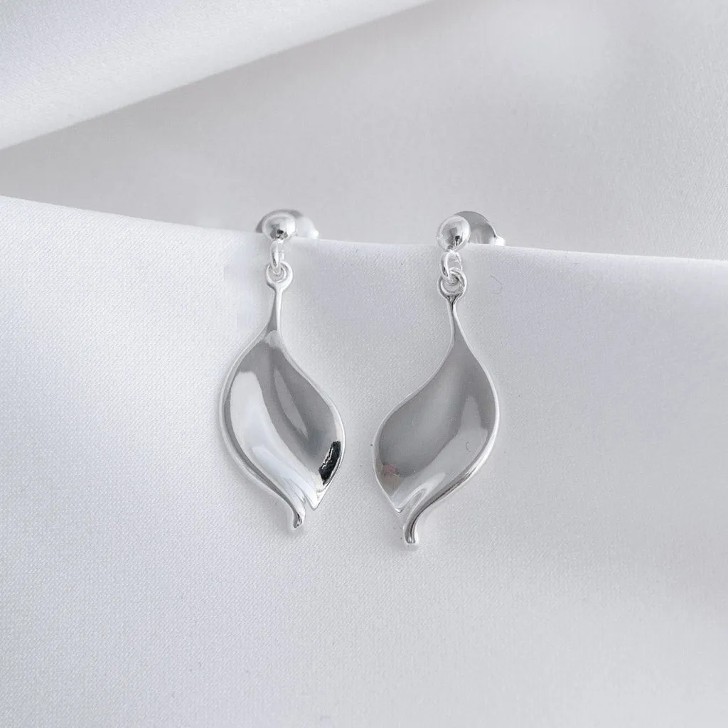 Helena Sterling Silver Leaf Drop Earrings