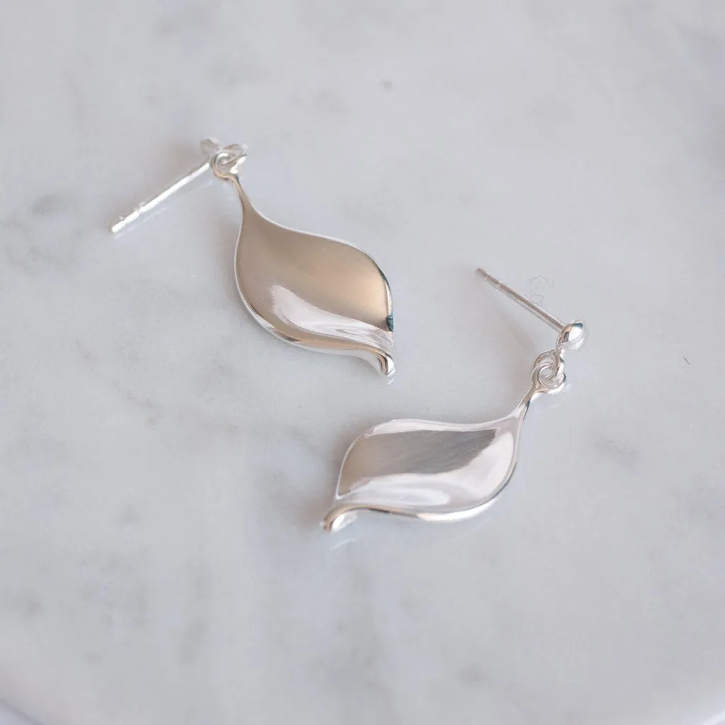 Helena Sterling Silver Leaf Drop Earrings