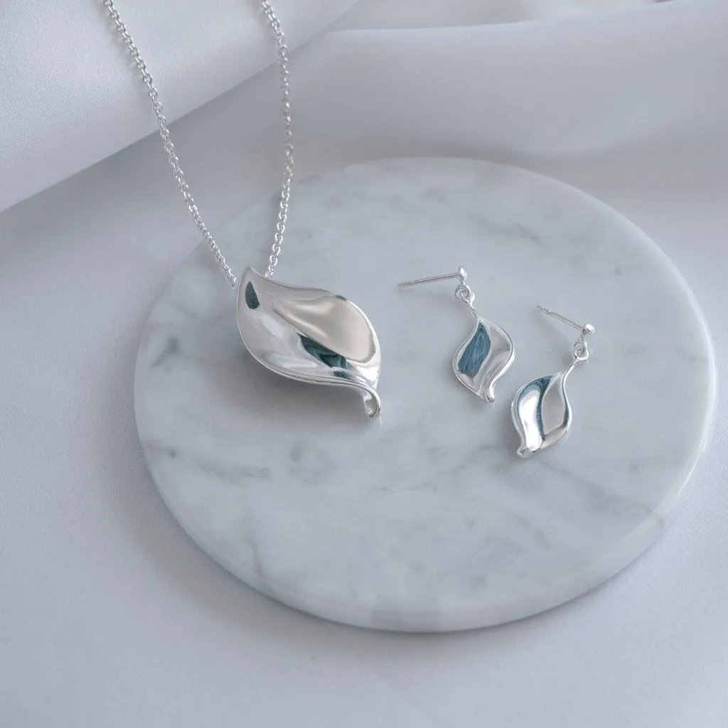 Helena Sterling Silver Leaf Drop Earrings