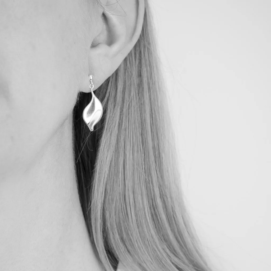 Helena Sterling Silver Leaf Drop Earrings