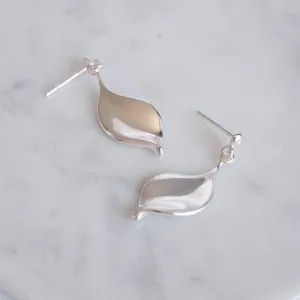 Helena Sterling Silver Leaf Drop Earrings