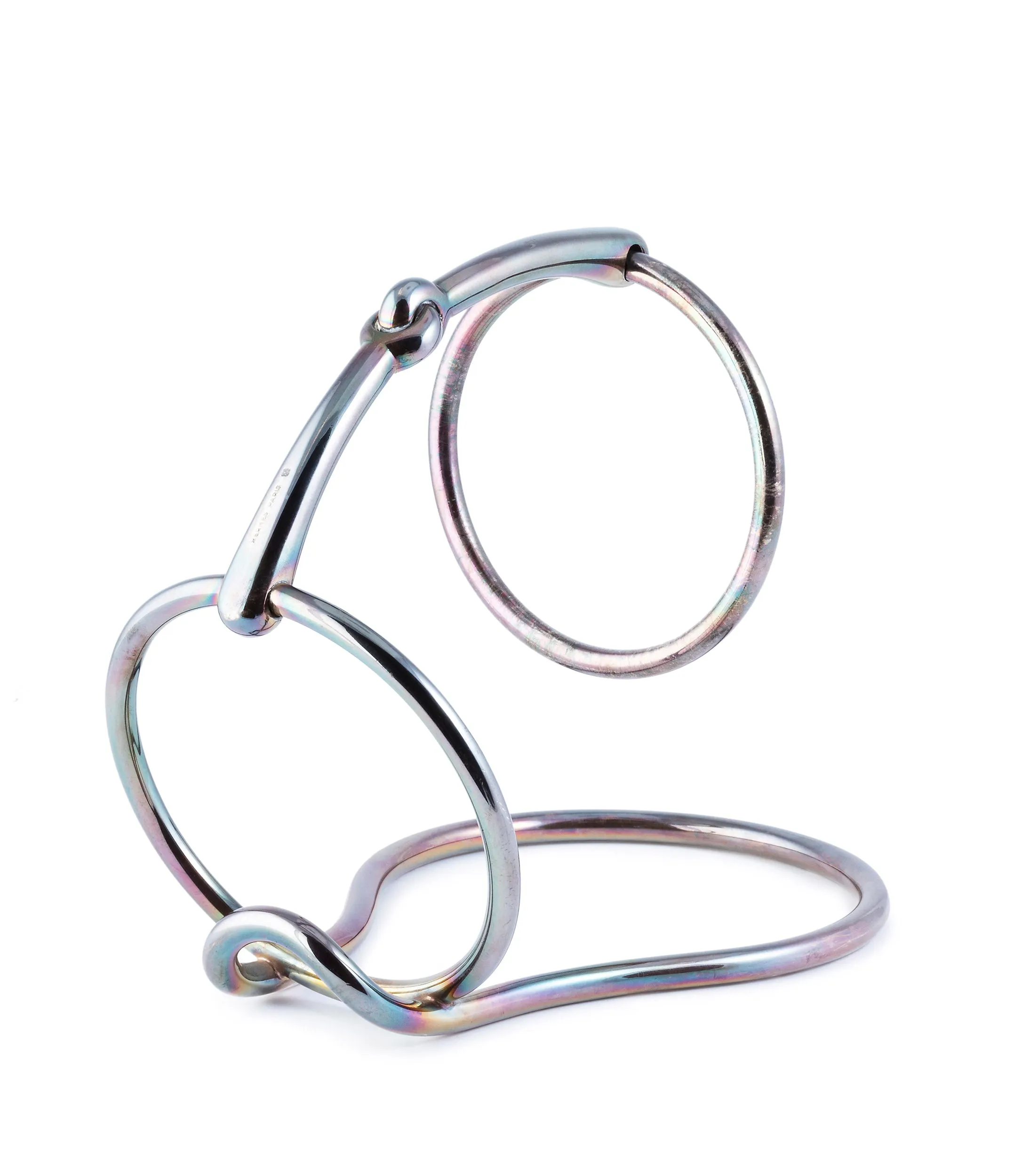 Hermès wine bottle holder | silver-plated with iridescent patina
