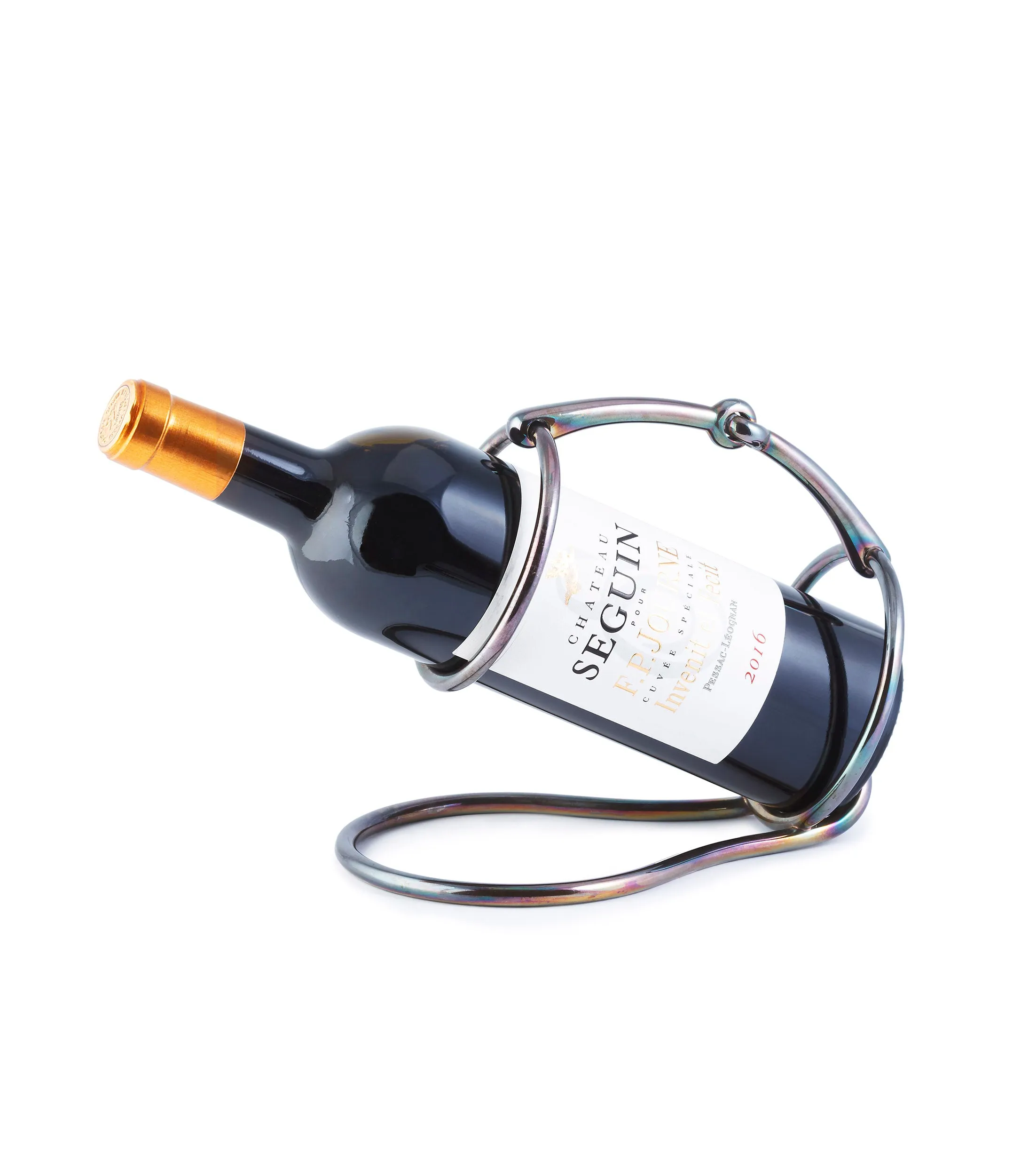 Hermès wine bottle holder | silver-plated with iridescent patina