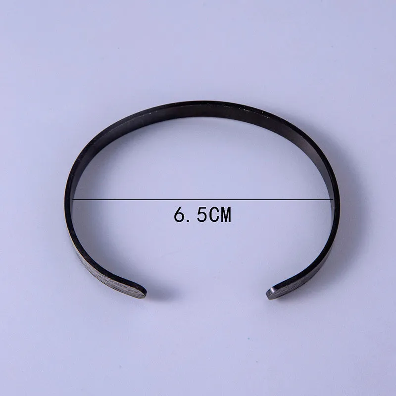 Hip Hop Geometric Pattern Stainless Steel Cuff Bracelet