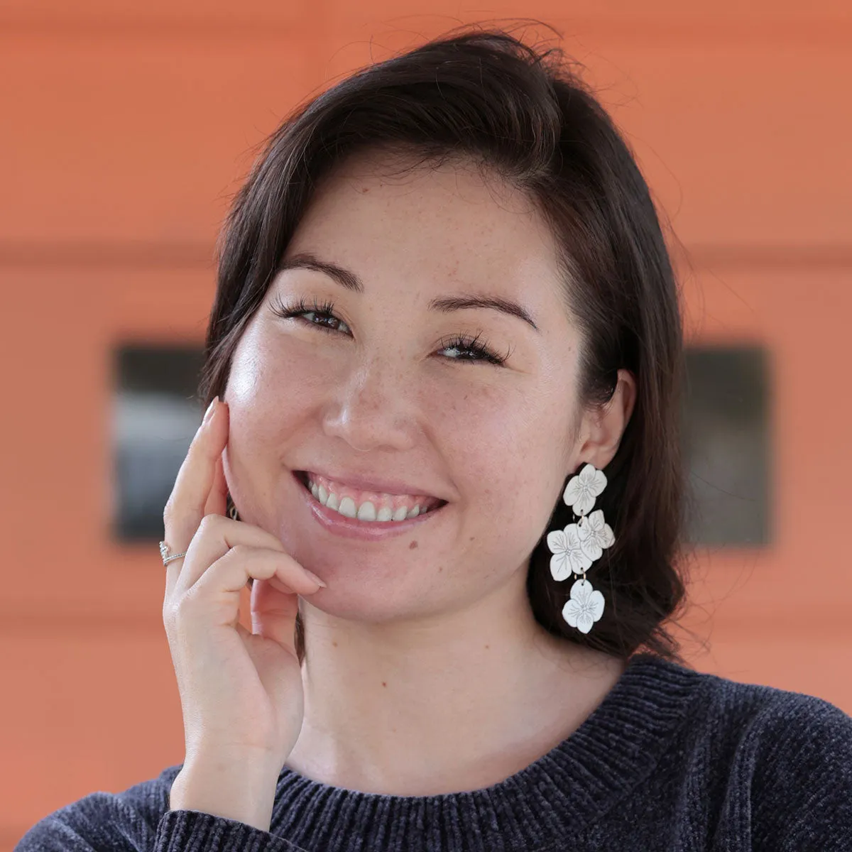 Hydrangea Statement Earrings - White by LE CHIC MIAMI
