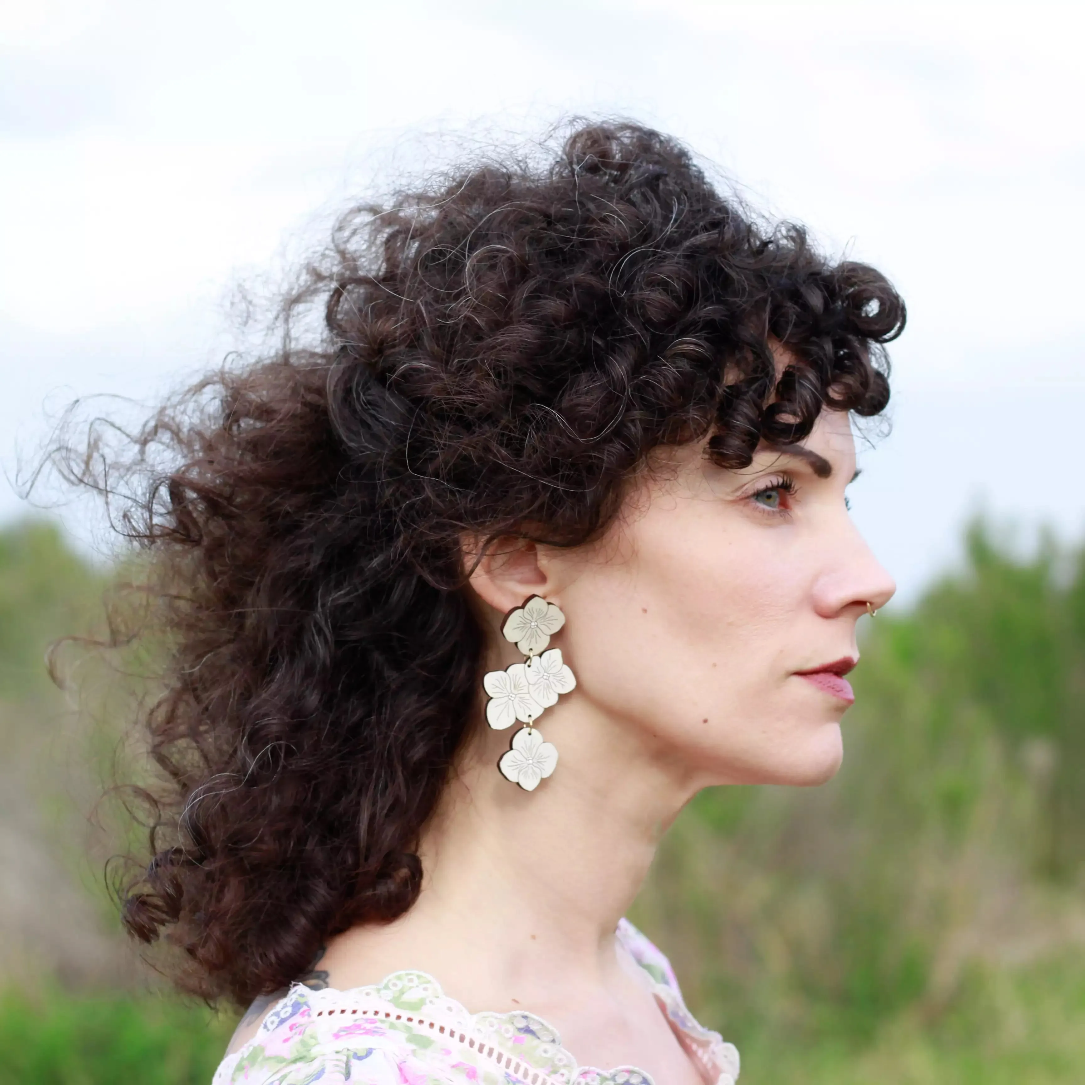 Hydrangea Statement Earrings - White by LE CHIC MIAMI