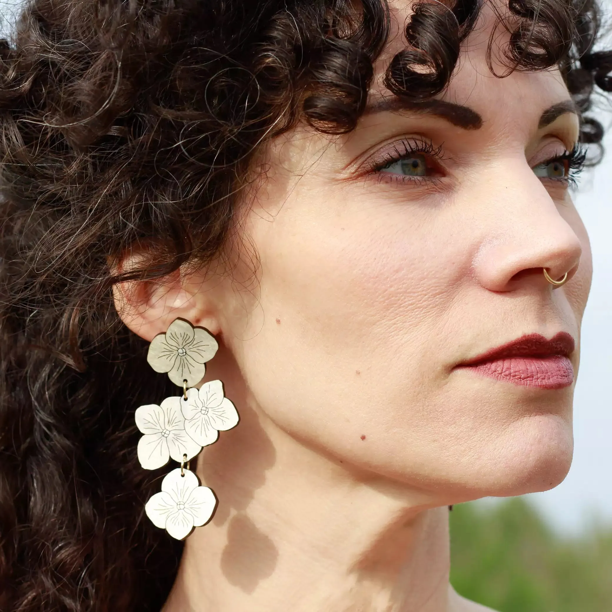 Hydrangea Statement Earrings - White by LE CHIC MIAMI