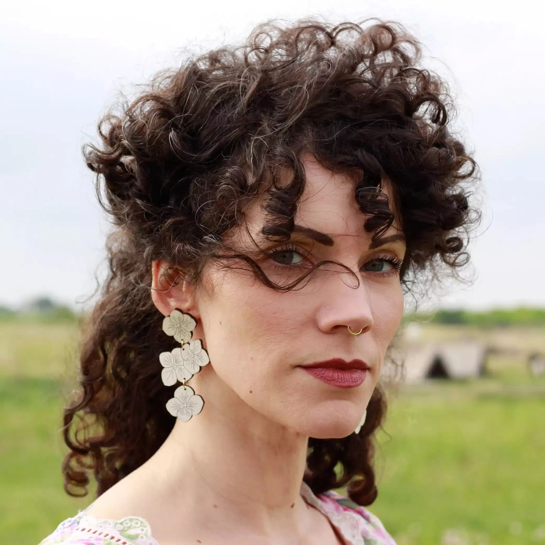 Hydrangea Statement Earrings - White by LE CHIC MIAMI