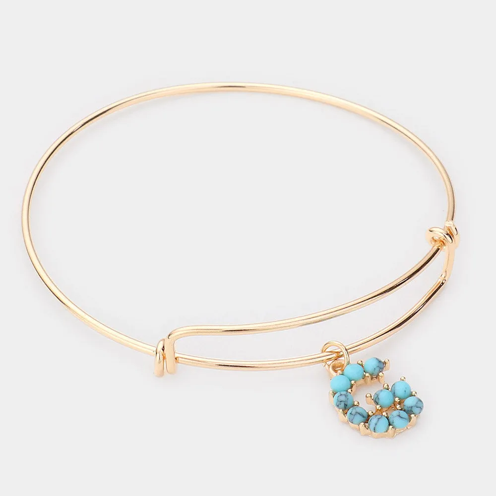 iLLASPARKZ -G- Turquoise Embellished Monogram Charm Bracelet