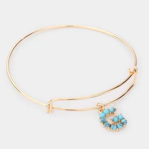 iLLASPARKZ -G- Turquoise Embellished Monogram Charm Bracelet