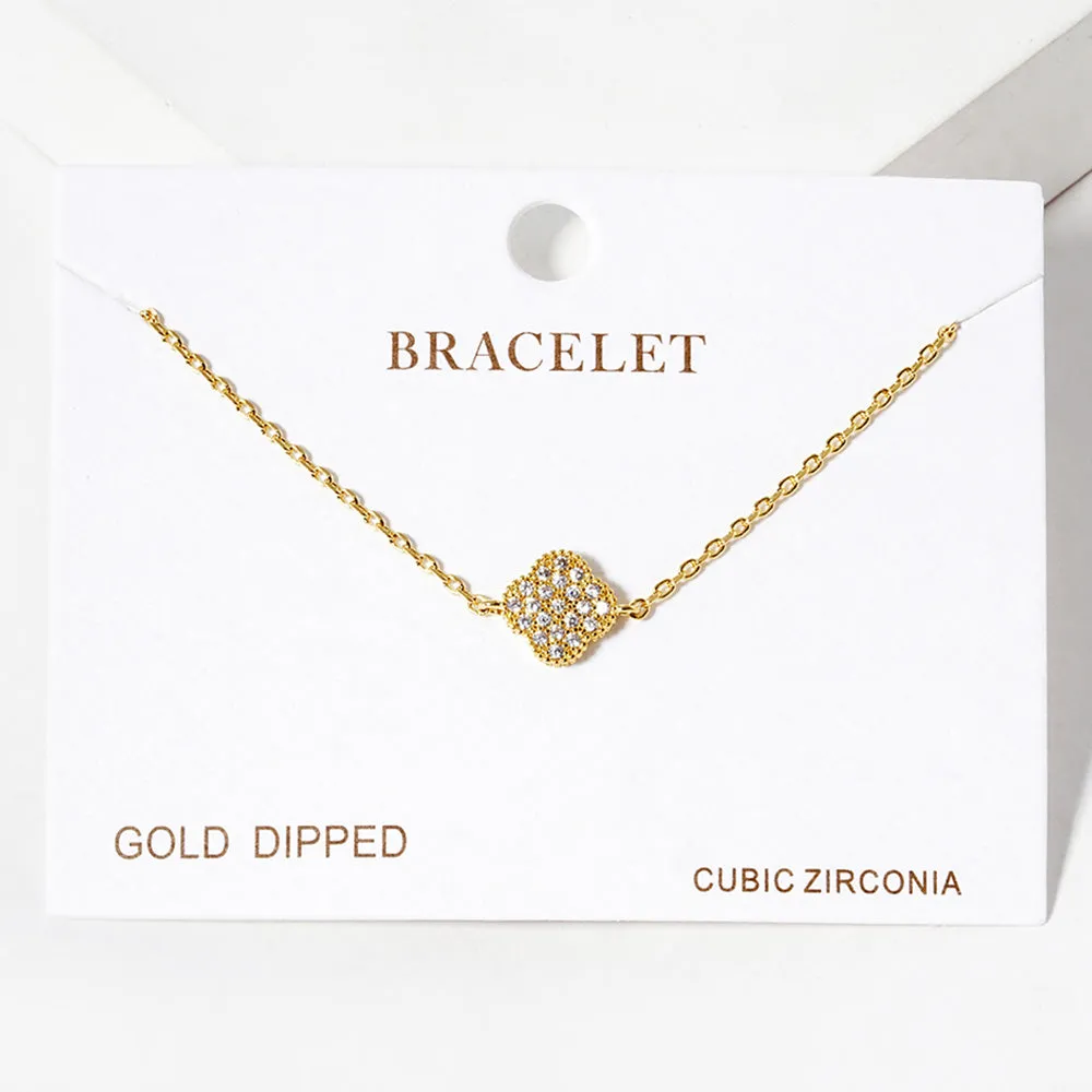 iLLASPARKZ Gold Dipped CZ Quatrefoil Charm Bracelet