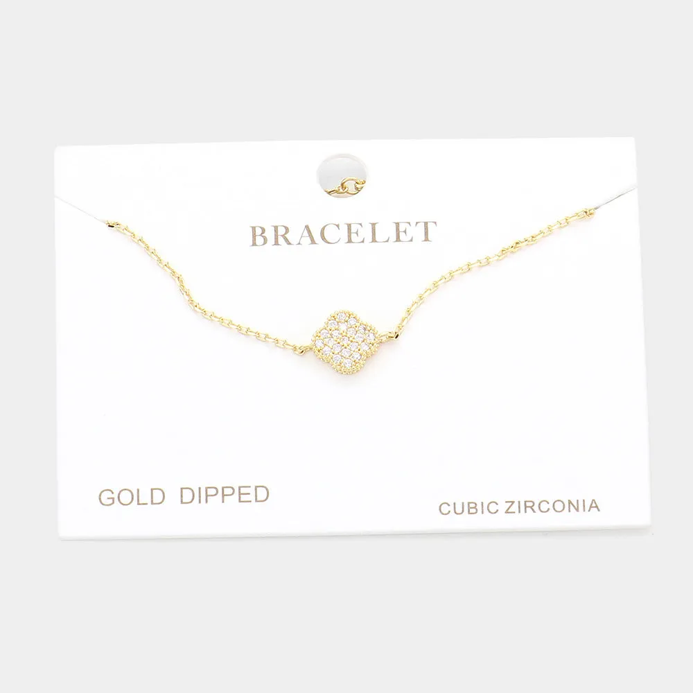 iLLASPARKZ Gold Dipped CZ Quatrefoil Charm Bracelet