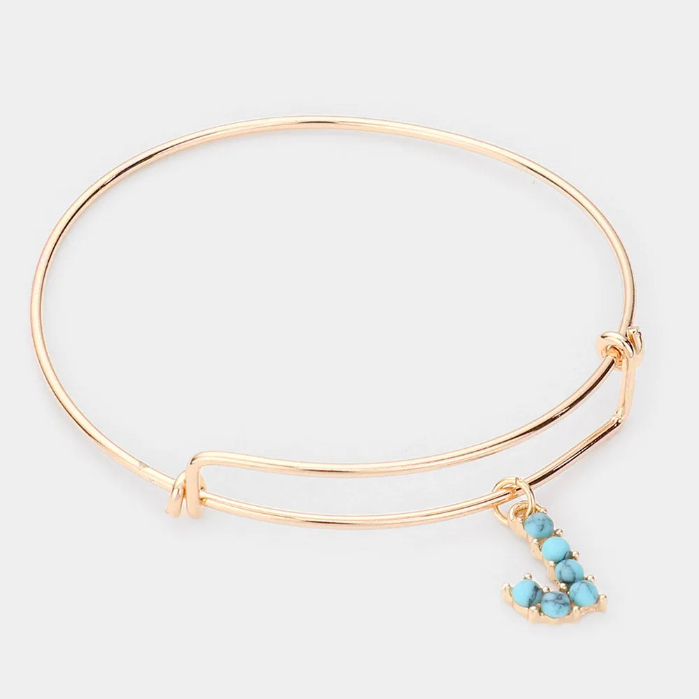 iLLASPARKZ -J- Turquoise Embellished Monogram Charm Bracelet