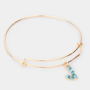 iLLASPARKZ -J- Turquoise Embellished Monogram Charm Bracelet