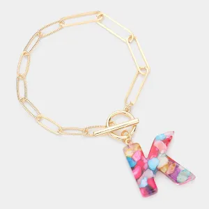 iLLASPARKZ -K- Colorful Monogram Charm Bracelet