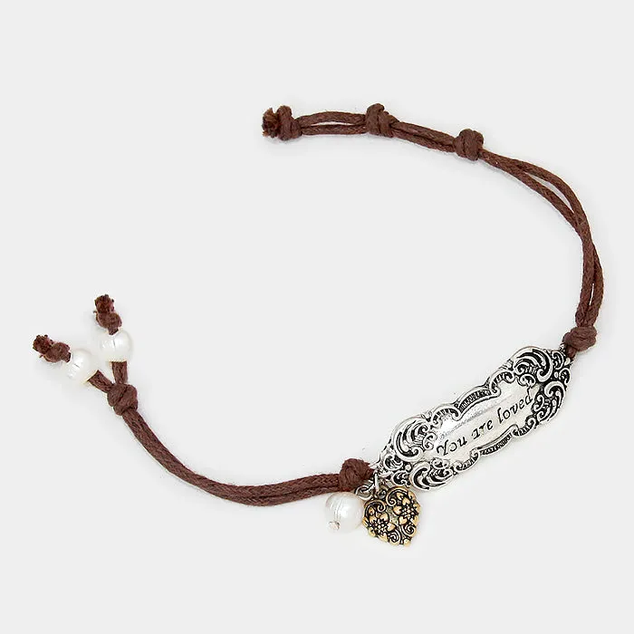 iLLASPARKZ "You are loved" filigree heart charm bracelet