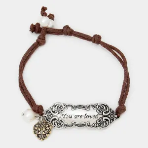 iLLASPARKZ "You are loved" filigree heart charm bracelet