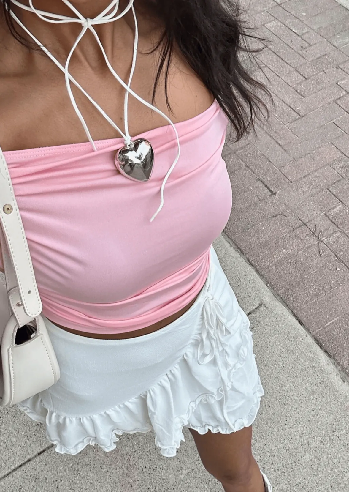 Isabelle White Velvet Heart Necklace