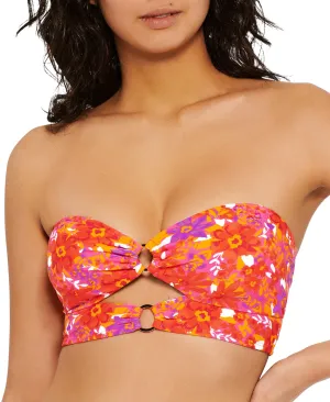 Juniors' Bold Bouquet Printed Cutout Bikini Top
