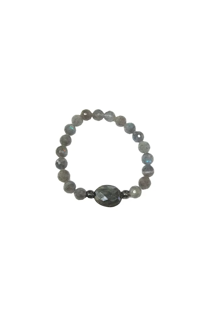 Lab Gunmetal Pendant Bracelet