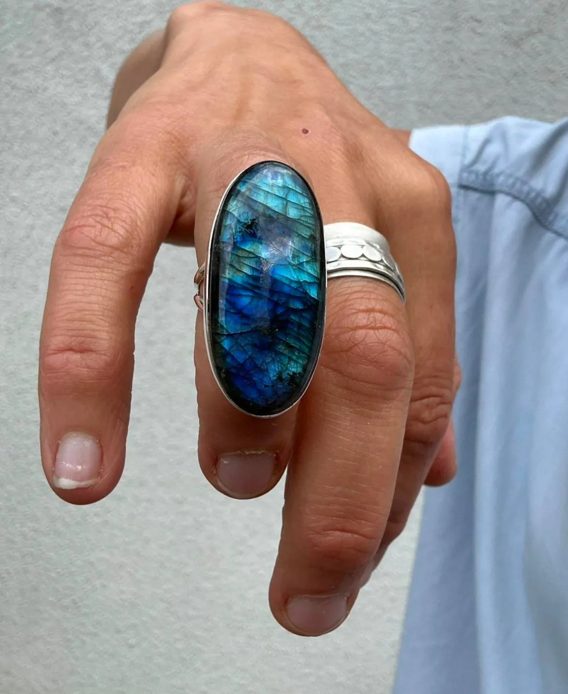 Labradorite Huge Oval Ring - Size M