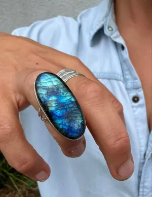 Labradorite Huge Oval Ring - Size M
