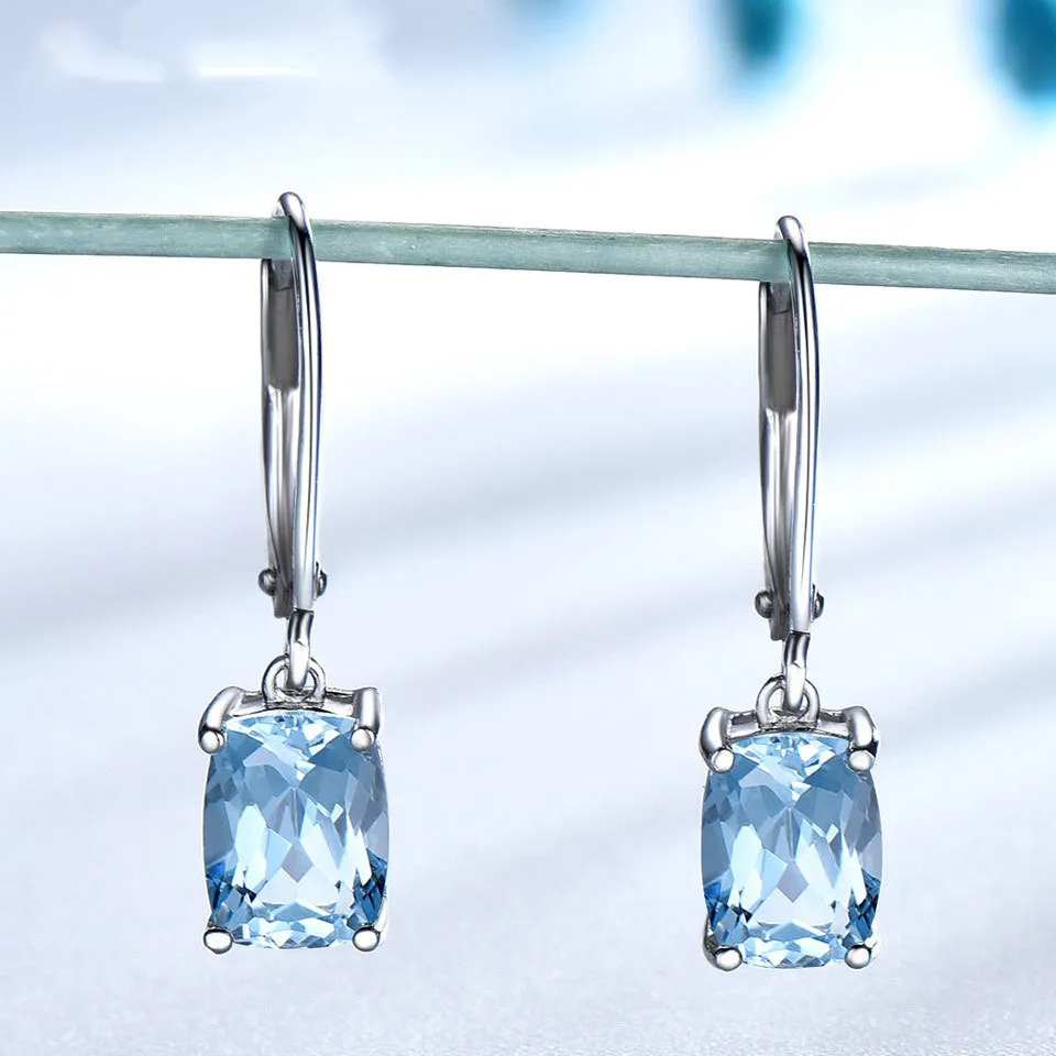 Ladies 925 Sterling Silver Topaz Pendant Earring
