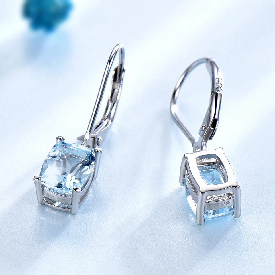 Ladies 925 Sterling Silver Topaz Pendant Earring