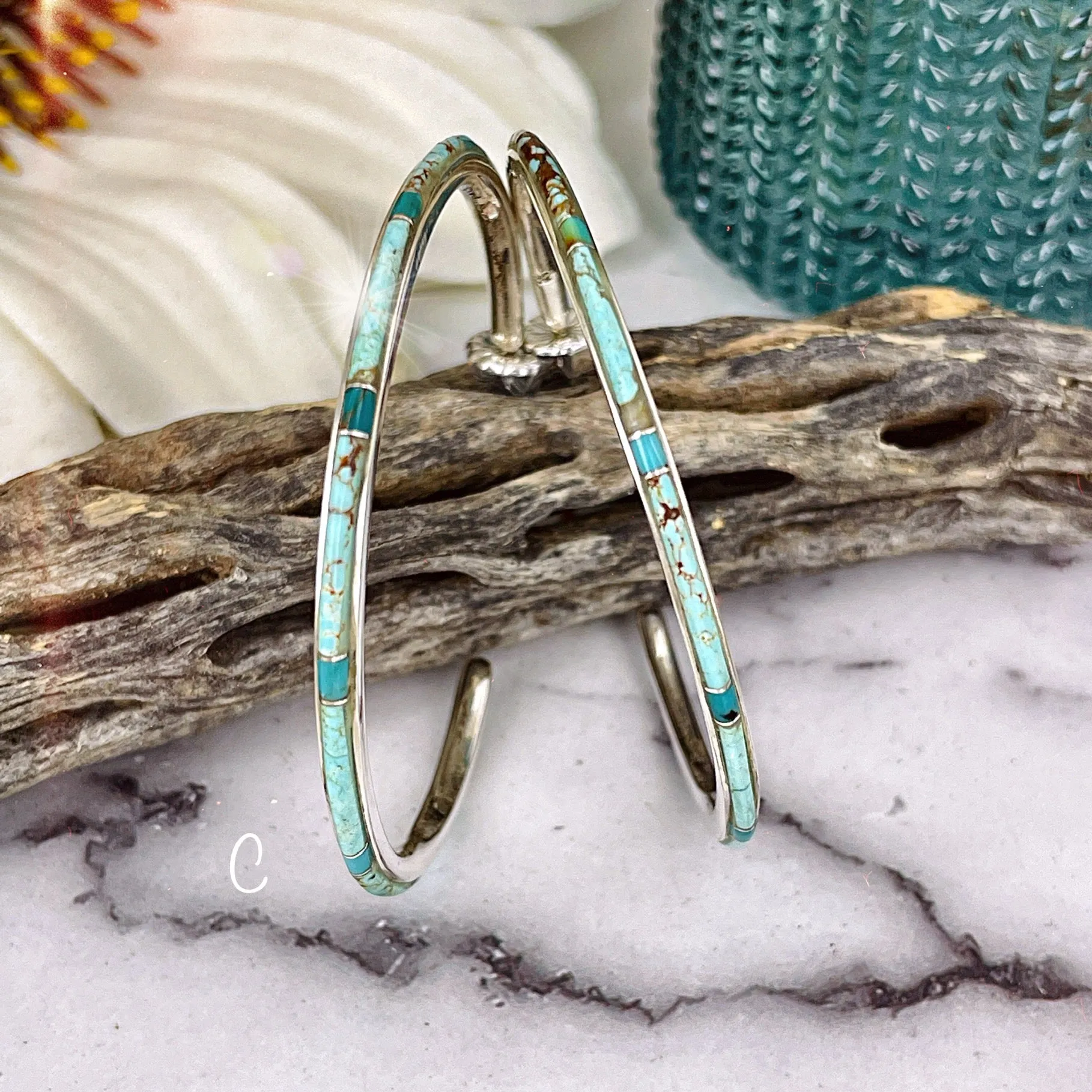 LARGE {Sierra Nevada turquoise} Hoops