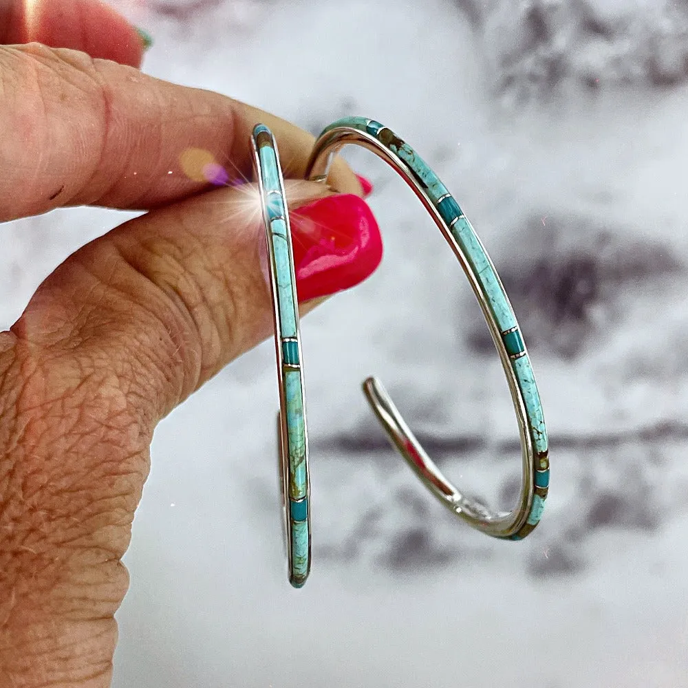 LARGE {Sierra Nevada turquoise} Hoops