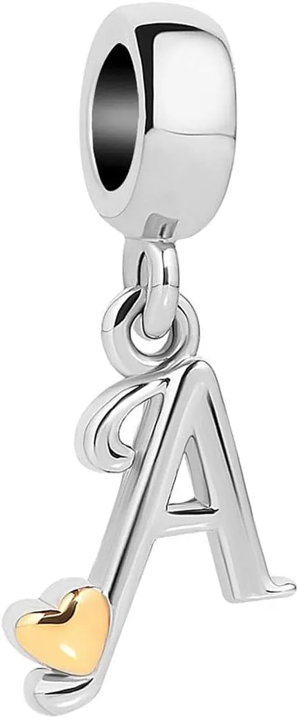 Letter Initial Charm Compatible with Pandora Charms Bracelets for Women Personalized Initial Jewelry Gifts