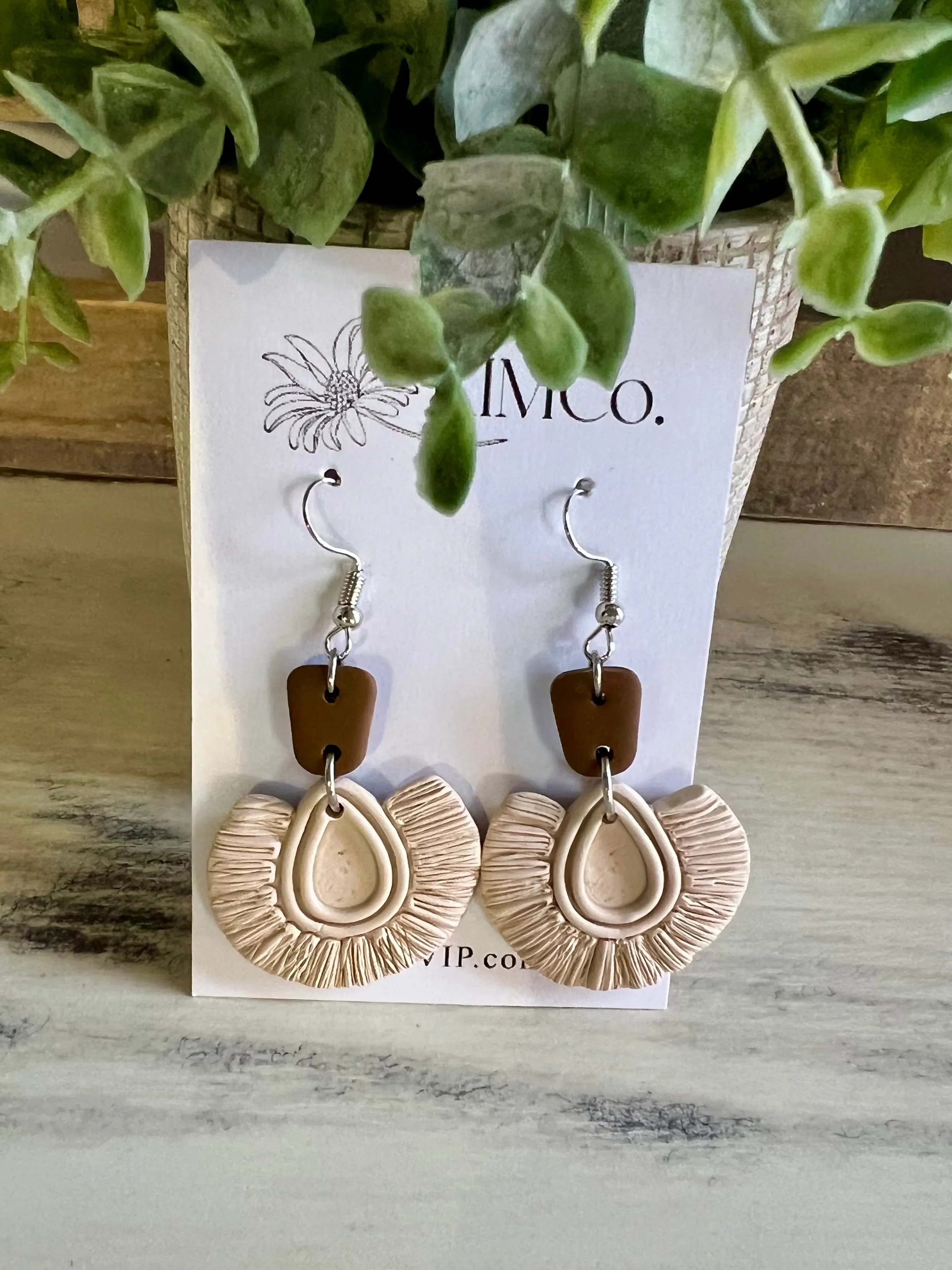Lightweight Chic Cream Polymer Clay Earrings