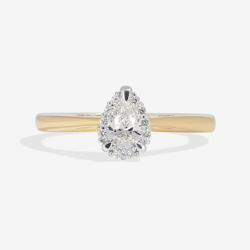 LINCOLN | Pear Halo Diamond Set in 18ct Gold 0.36ct