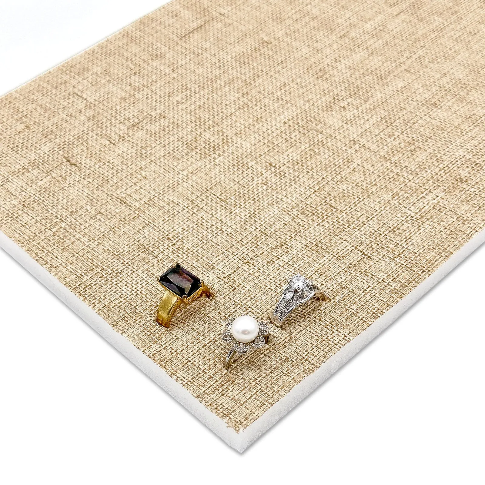 Linen Burlap Foam 144 Ring Standard Jewelry Tray Insert